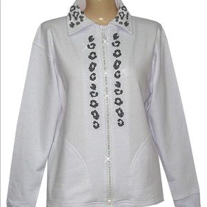Rhinestone Leopard Print Cardigan with Collar